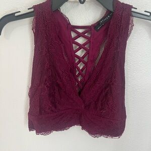 Signature Burgundy Lace Crisscross Bralette